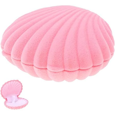 Smykkeskrin, skalformet smykkeskrin, fløjlsforing til halskæder, øreringe og charms