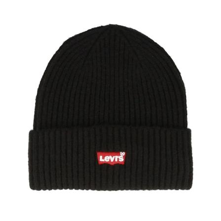 Levi's - Black cuff Beanie - Essential Ribbed Batwing Beanie Regular Black Cuff @ Hatstore