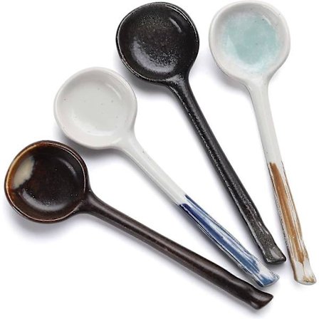 4 kpl Japanilainen Ramen-keitto kauha keraaminen aasialainen keitto kauha retro korealainen tyyli ruokalusikka (tyyli 1)_MGF