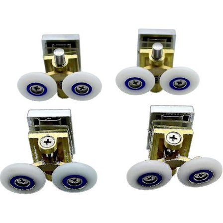 4 kpl Suihkukaapin pyörät - Suihkupyörät - Liukukiskopyörät - Messinkinen tukivarsi 25 mm:n halkaisijalla varustetuilla pyörillä suihkukaappiin, 