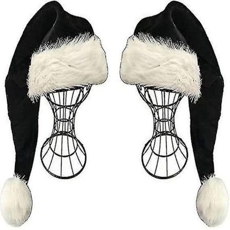 2 stk. Sorte Nissehuer - Deluxe Sort og Hvid Julehue til Voksne