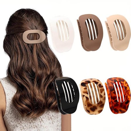 Hårnål, 6 stk., Hårtilbehør, Hårklemme, Stærkt hold, Buede flade klemmer, Flad klo-klemme til kvinder, Velegnet til daglig brug, sport