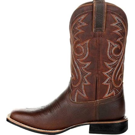 Cowboy Boots Män Wide Classic Vintage Mid Calf Western Boots Broderi Spetsig Tå Block Heel Slip-on Unisex