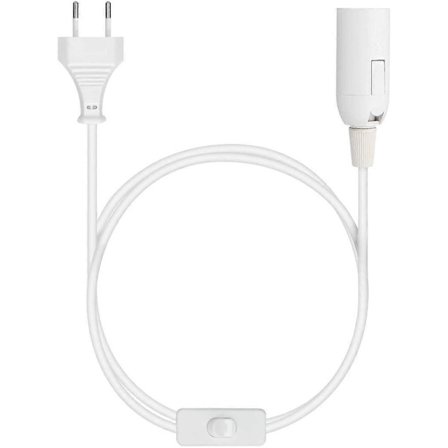 E27 fatning med ledning - Lampeholder til pære med strømkabel, stikkontakt og kontakt - 1,8 m kabel