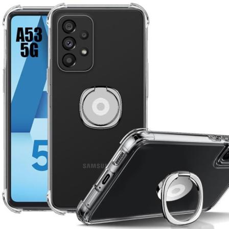 Cover til Samsung Galaxy A53 5G Forstærkede hjørner Anti-ridse gennemsigtig med sølv stativ transparent-silver