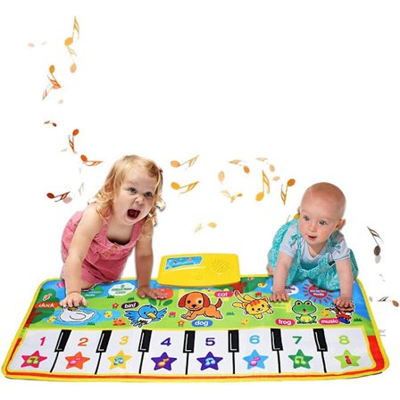 Pianomatta för barn, musikmatta, leksak, dansmatta, matta, djur, touch-lekfilt, present till barn, småbarn, flickor, pojkar, 29x11
