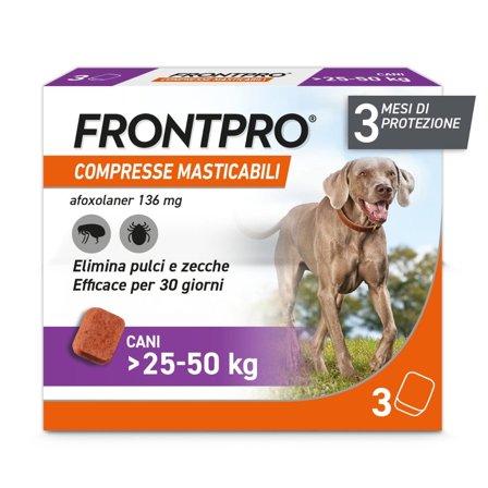 Frontpro Pulci Zecche Cani 25-50 Kg 3 Compresse 136 Mg