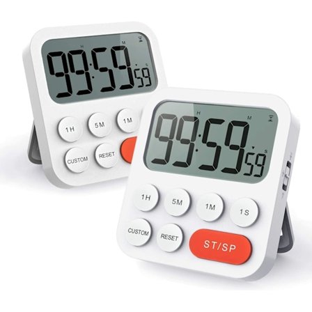 Köktimer - 2 st, Timer med Digital Klockfunktion, Snabb Inställning