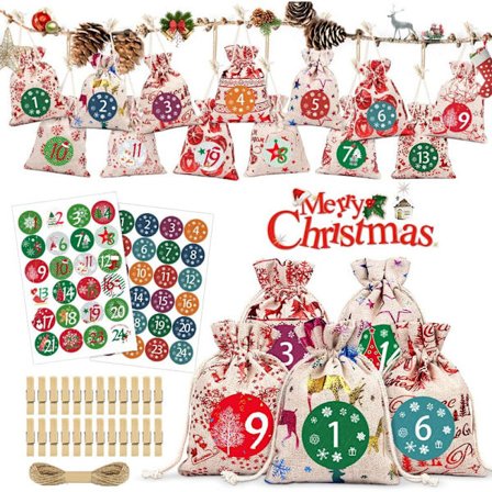 Advent Calendar for Filling, DIY Advent Calendar 2022,Jute Bags Advent Calendar,