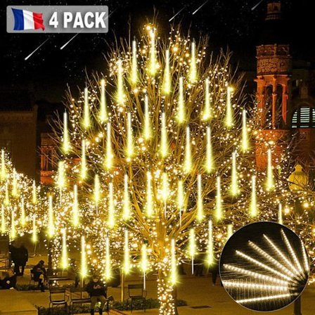 ROSNEK 4x Meteorer Regn Lyskæder 30cm 8 LED Rør Udendørs Vandtæt IP65 til Dekoration Jul Fest Have, Varme Hvid