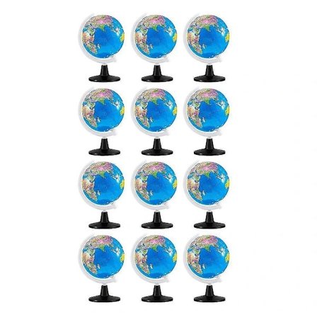 12 stk. Verdensglobus til børn, roterende verdenskort til læring, pædagogiske globusser med stativ, 8,6 cm