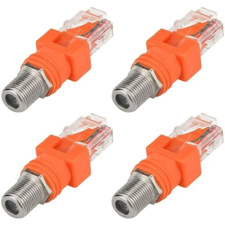 Koaxial till Ethernet-adapter, 4-pack RF-koaxial F till RJ45-hane-omvandlare för linjetestare