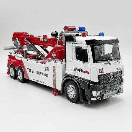 1:32 Die-Cast Modelbil Legetøj Stor Dobbelt Krog Trafik Vej Redningstjeneste Lastbil Miniature Replika Med Lyd Lys Stor