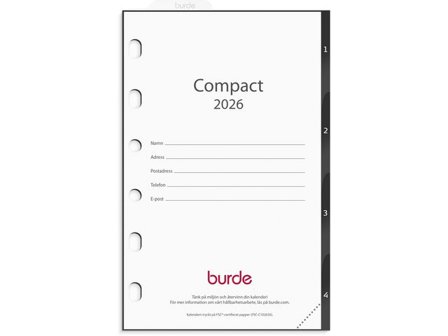 Burde Compact grundsats 2026 - Lyreco - Almanackor och kalendrar - Systemkalendrar - Compact