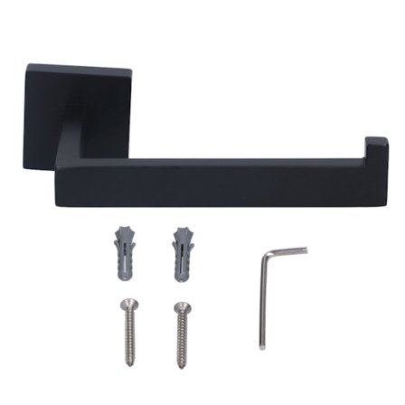 Toiletpapirholder i rustfrit stål, korrosionsbestandig toiletrulleholder til badeværelse og køkken (sort)