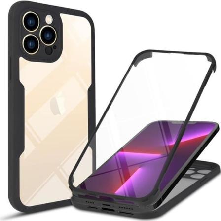 Dobbeltsidet anti-shock cover til iPhone 13 Pro Max (6,7") 360 graders beskyttelse Sort Transparent