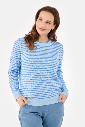 SIGNATURE - Langærmet Strik - Lyseblå - Stribet Mønstret