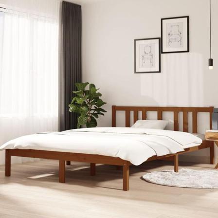 Vidaxl Sängram Honungsbrun Massivt Trä 140x200 Cm Brun