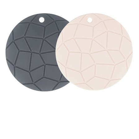 Pakke silikonunderlag varmebestandige underlag for benkeplater og grytekluter Sklisikre silikongryteunderlag beskytter bord (grå og rosa)