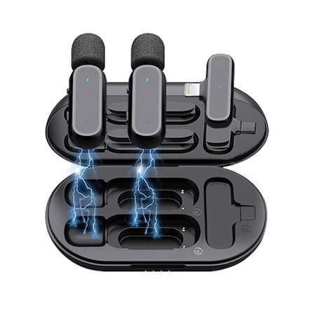 Trådløs Lavalier-mikrofon med ladestasjon for videoopptak