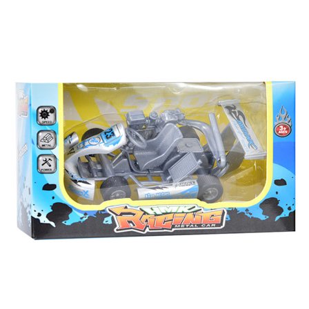 Mittakaava 1:32 Korkea Go Kart Kilpa-auto Seos Vetäytyvä Lelumalli Hopea