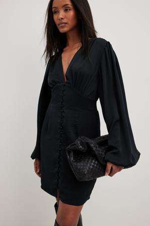 NA-KD Robe courte boutonnée sur le devant - Robes de fête - Noir - EU 34