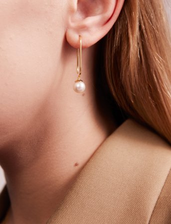 Design Letters Pearl Drop Earhanger (Set Of 2 Pcs) - Gold - ONE SIZE 3