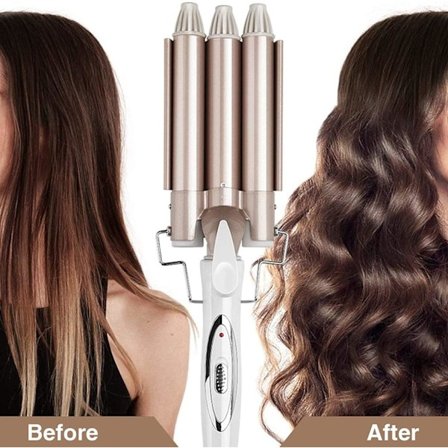 Locktång med tre stavar - Vit/guld