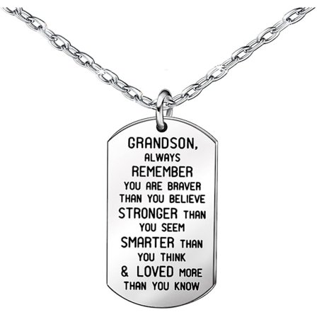 Halsband Barnbarn Gåvor Rostfritt Stål Silver Ton Hundbricka Berlocker För Män Pojkar