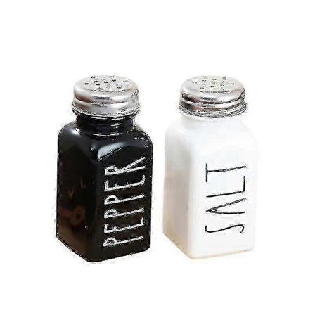 Svart og hvit sprinkler, grill sprinkler, salt og pepper, glass sprinkler, 2 pakker