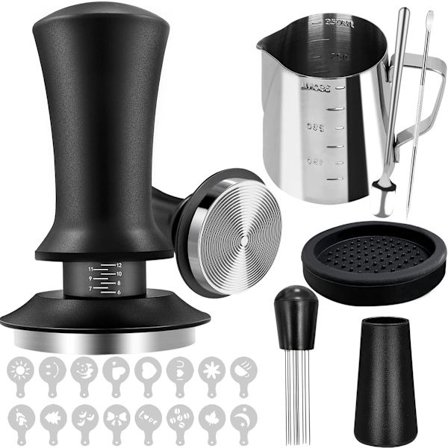 Kaffetamper, 22-delt kaffetamper, espressotilbehørssett med 51 mm kaffetamperverktøy