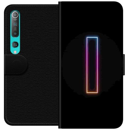 Kompatibel Tegnebogsetui til Xiaomi Xiaomi Mi 10 5G Minimalistisk neonbogstav I i regnbuefarver mod mørk baggrund