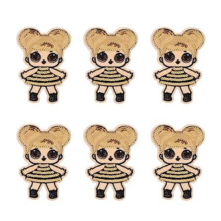 6 kpl Kirjailtuja Paikkoja Kulta Glitter Tyttö Muoto Söpö Kaunis Helppo Silitys Paikat DIY Vaatteet Laukut Kengät