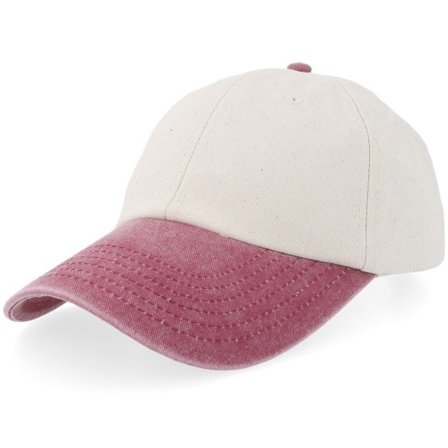 Beechfield - Svart unconstructed Keps - B673 Natural/Vintage Red Dad Cap @ Hatstore