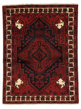 Håndknyttet Persisk Lori Teppe 157X204 Svart/Mørk Rød