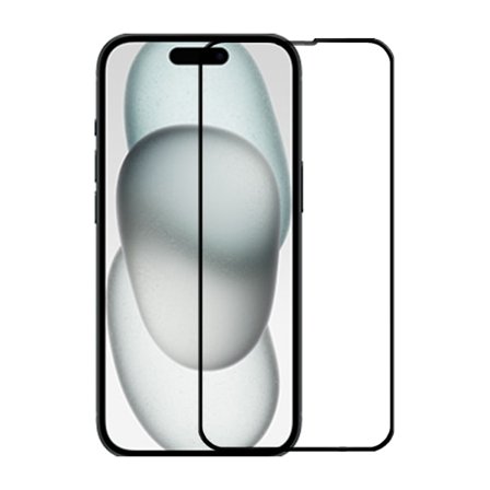 Skärmskydd iPhone 15 och iPhone 16 med Aluminium ram - miljö