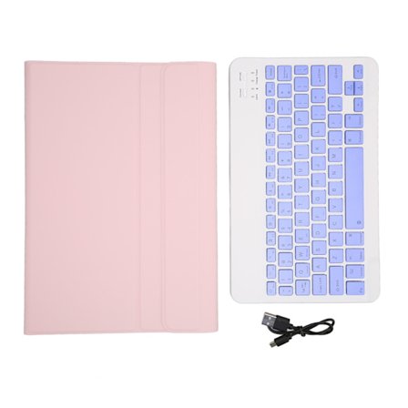Mini trådløst tastatur 11 tommer vanntett ultratynn stille skriving bærbart tastatur med skinndeksel for Pad5 Pro5 rosa