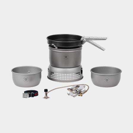Gas stove / camping stove Trangia 27 Small, 2100 W + 2 saucepans & windscreen in HA / hard anodized aluminium + 1 frying pan NS / Non Stick Teflon + 
