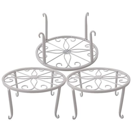 Metallista Kasviteline Lattiaan, Kukkaruukun Teline Rauta Taide Kasviteline Ruukunpidike, 3 Kappaletta Yhdessä Pakkauksessa (w