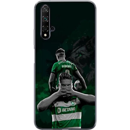 Yhteensopiva Puhelinkuori Huawei nova 5T Neonmotiivi, jossa teksti "Gaming is in my DNA" sinisenä ja punaisena tiiliseinällä, jossa loistava DNA-spira