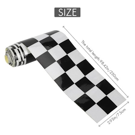 7,6 cm mustavalkoruudullinen teippi autoon, moottoripyörään, pyörään, tarra [D]