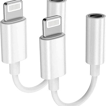Pack - Apple Lightning till 3,5 mm hörlursuttag Adapter Port Aux Audio KLB