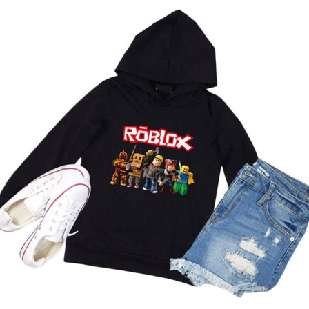 Roblox Hoodie for Kids Yttertøy Pullover Sweatshirt svart