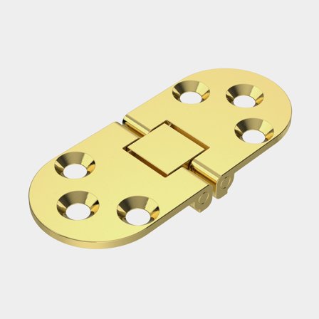 Dobradiça de mesa Roca, 71 x 30 mm, com abertura invertida, 180°, latão polido