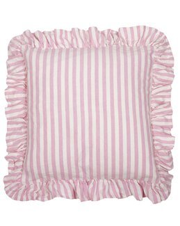 Kuddfodral Svea randigt med volang 1-pack Rosa - Fondaco