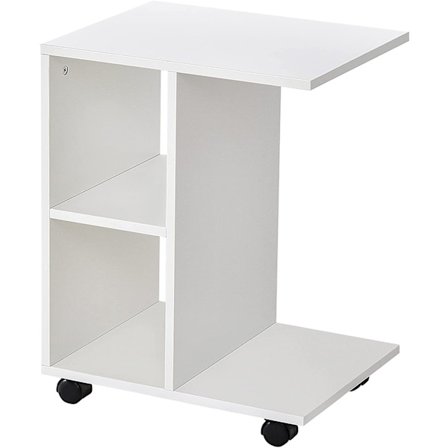 Sofabord med hylder og hjul til fleksibel opbevaring