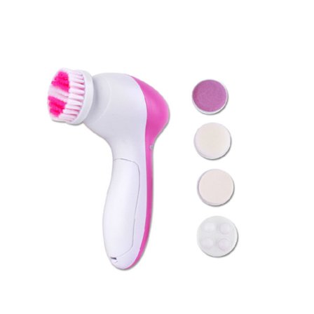 Vanntett elektrisk ansiktsrensebørste for dyprens og skånsom peeling med 5 børstehoder