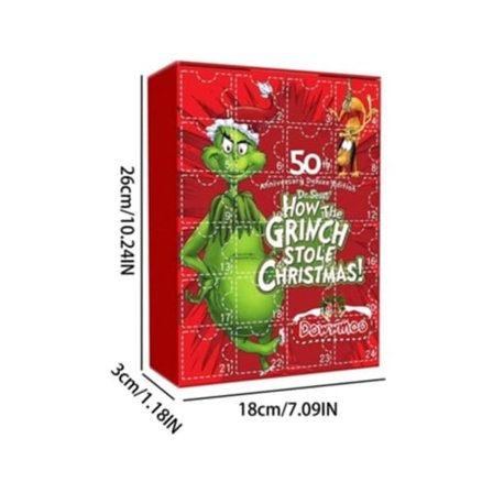 Juleoverraskelsesæske med adventskalender og 24 gaver, grønt monster, nedtælling, Halloween-overraskelsesæske