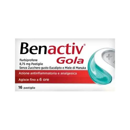 Benactiv Gola per il Mal di Gola 16 Pastiglie Gusto Miele Di