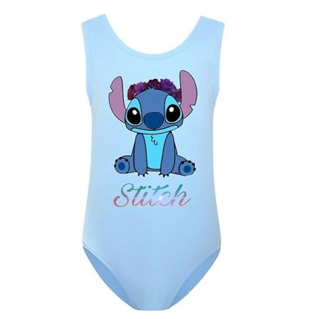 Piger Børn Stitch Trykt Badedragt Hel Badedragt Tegneserie Monokini Bikini Badetøj 7-12 År Himmelblå 9-10Y